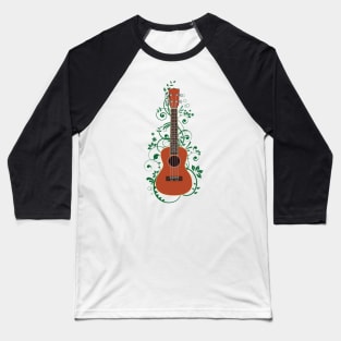 Mahogany Ukulele Flowering Vines Baseball T-Shirt